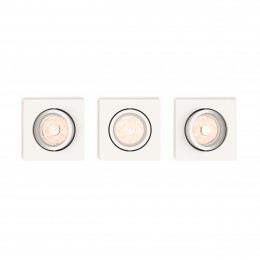 Juego de 3 Focos Empotrables Philips Donegal Cuadrado Blanco GU10 - Imagen 2