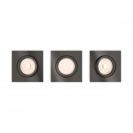 Juego de 3 Focos Empotrables Philips Donegal Cuadrado Plateado GU10 - Imagen 2