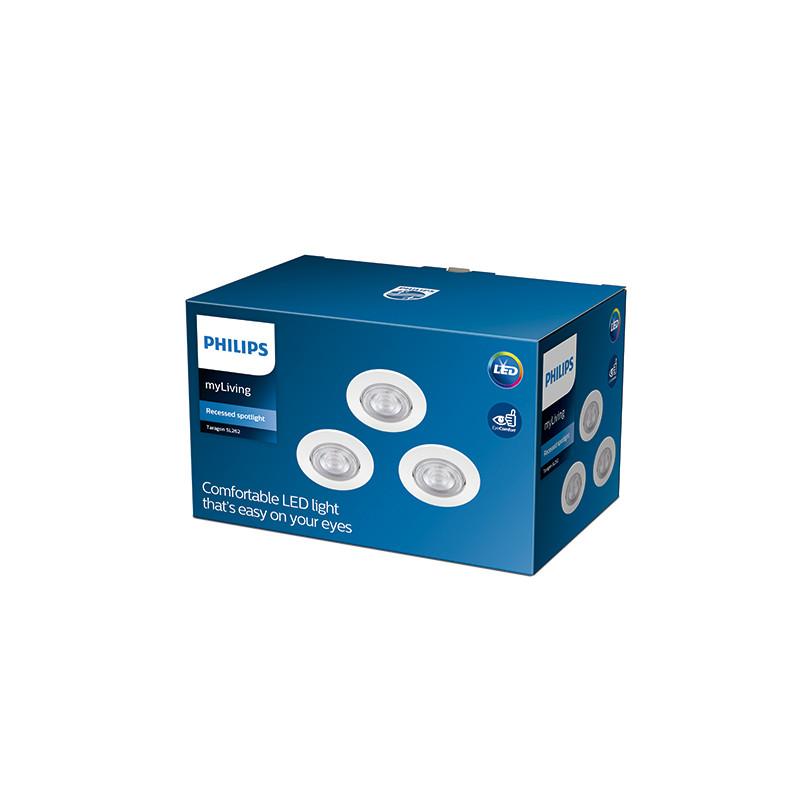 Pack 3 Downlight LED Philips "Taragon" Circular 4,5W 380Lm Blanco 2700K [PH-929002374622] - Imagen 1