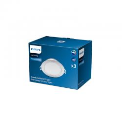 Pack 3 Downlight LED Philips "Diamond Cut" Circular 3,5W 300Lm Plata 2700K [PH-929002515233]