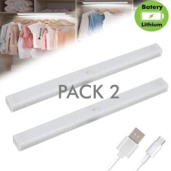 Pack 2 - Luz Armario LED Magnética - Sensor de movimiento - Batería Litio - Recargable USB - Imagen 1
