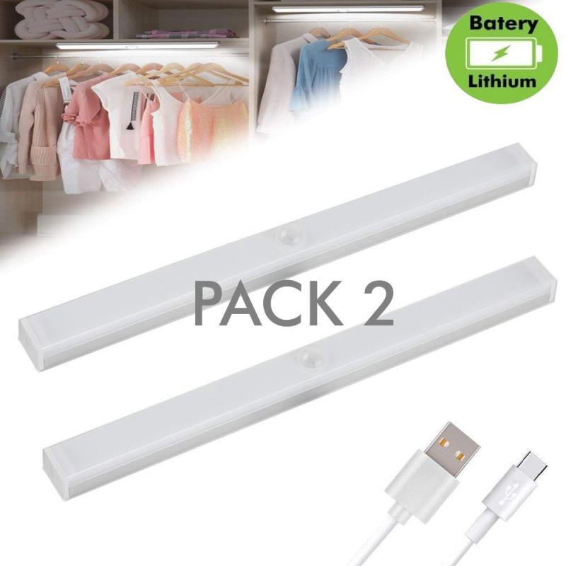 Pack 2 - Luz Armario LED Magnética - Sensor de movimiento - Batería Litio -  Recargable USB
