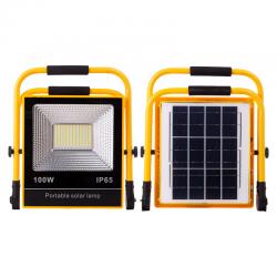 Proyector LED Solar 100W 6500K Panel: 6V/12W Batería: 3,2V/18000MaH Control Remoto [HO-SOLARFL-100W-05] - Imagen 1