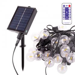 Cadena 25 Bombillas LED G40 3000ºK 9,5M Solar - Panel: 5,5V 1,2W Batería: 3,7V 1200MaH [HO-CAD-25-SOL-WW]