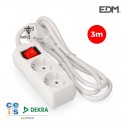 Base Multiple 2 Tomas Schuko con Interruptor 3 Mts. 3X1,5mm [E3-41018]