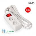 Base Multiple 2 Tomas Schuko con Interruptor 3 Mts. 3X1,5mm [E3-41018]