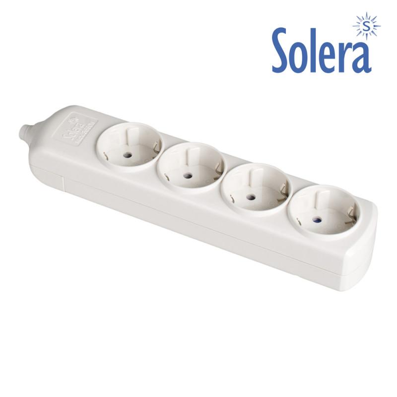 Base Bipolar 4 Tomas con T/T Lateral 16A 250V Color Blanco Solera [E3-41214]
