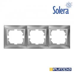 Marco para 3 Elementos Horizontal Plata Serie Europa Solera [E3-42957]