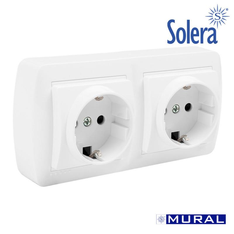 Base Doble Bipolar con T/T Lateral Serie Mural Solera [E3-42989]