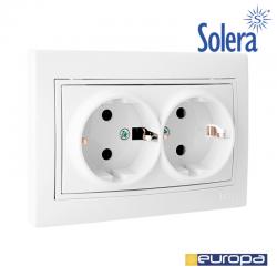 Base Doble de Enchufe 2P+T con Obturador 16A 250V Solera [E3-65331]