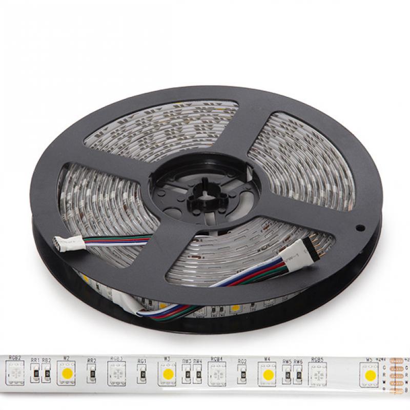 Tira de 5 Metros 300 LEDs 60W SMD5050 24VDC IP65 RGB+Blanco Cálido - Imagen 1