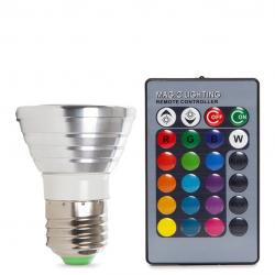 Bombilla LED E27 3W RGB Mando a Distancia 30.000H [PL187220-E27]