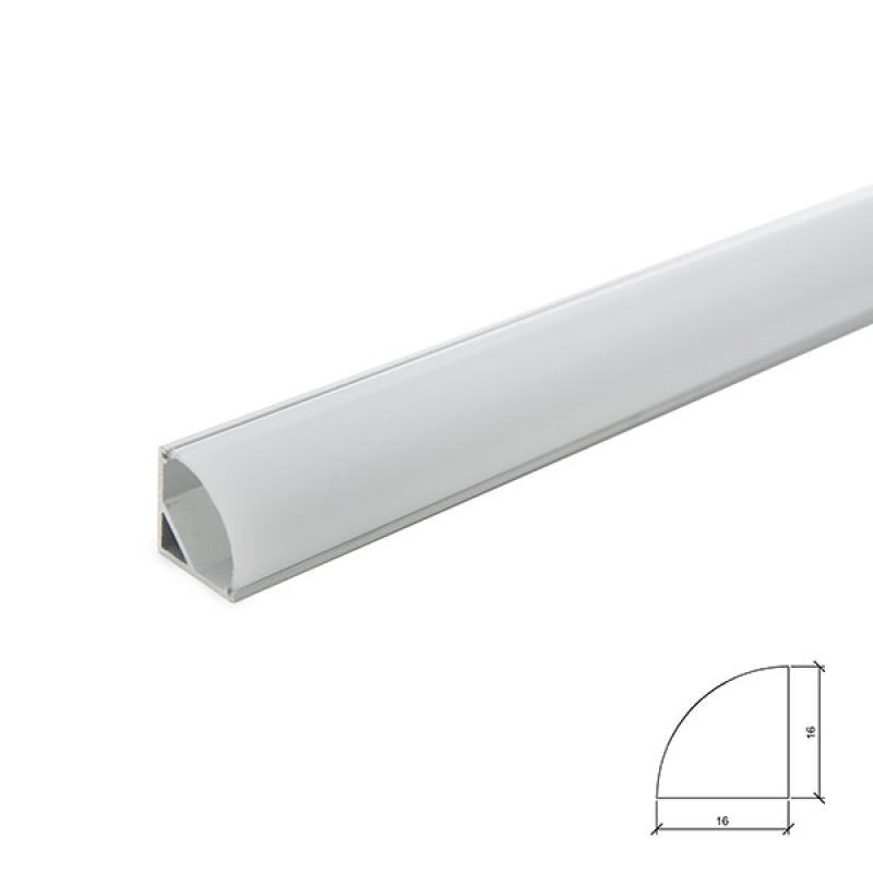 Perfíl Aluminio para Tira LED Instalación Esquinas - Difusor Opal 2M - Imagen 1