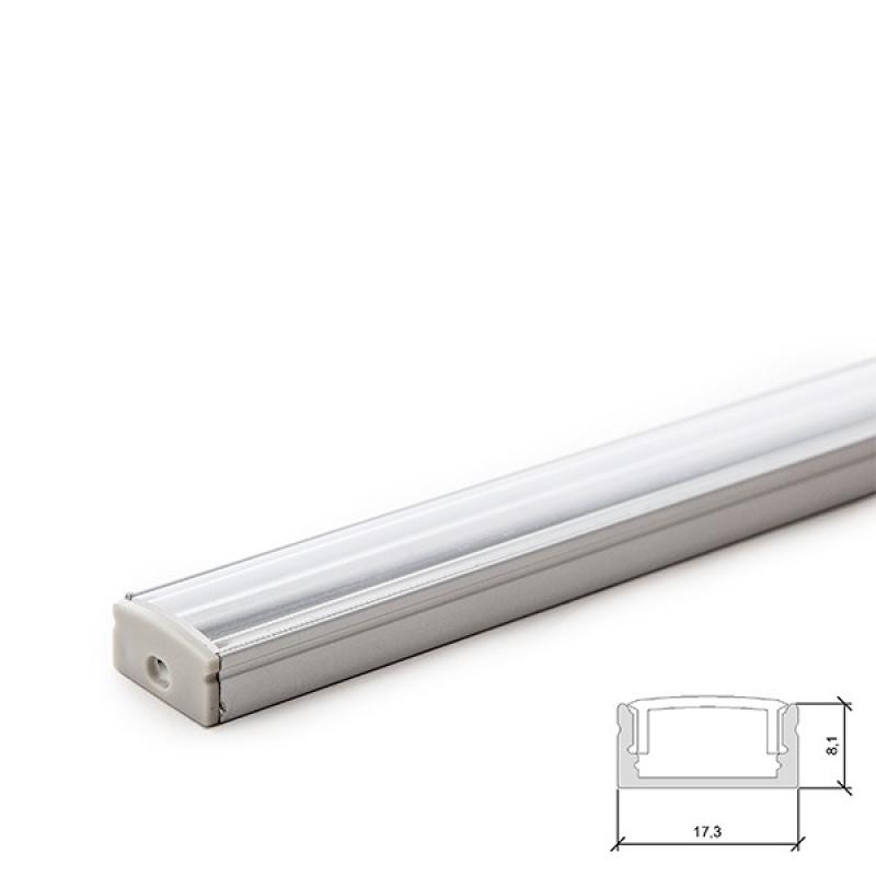 Perfíl Aluminio para Tira LED Difusor Transparente 2M - Imagen 1