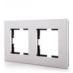 Marco Panasonic Novella 2 Elementos Horizontal-Vertical, Aluminio Eloxal Plata (Compatible Mecanismo Karre) - Imagen 1