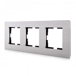 Marco Panasonic Novella 3 Elementos Horizontal-Vertical, Aluminio Eloxal Plata (Compatible Mecanismo Karre) - Imagen 1
