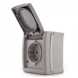 Toma de Corriente Panasonic Pacific 2P + T 16A 250V Tapa IP54 Gris