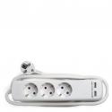 Enchufe 3X Toma de Corriente + 2X Usb Cargador 2100 Ma 5V IP20 Blanco - Imagen 1