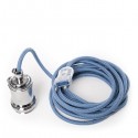 Pendel E27 Cable 5000Mm Azul Celeste 3 X 0,75 Portalámparas Interruptor Rotativo Cobre - Enchufe