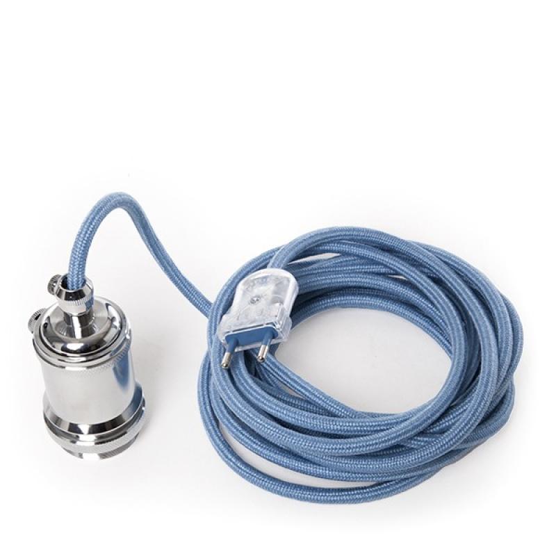 Pendel E27 Cable 5000Mm Azul Celeste 3 X 0,75 Portalámparas Interruptor Rotativo Cobre - Enchufe - Imagen 1