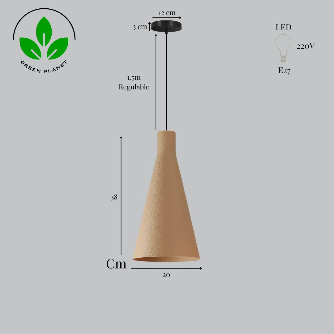 Lámpara Colgante "Shu" Color Beige/Florón Negro/Cable Negro - Imagen 4