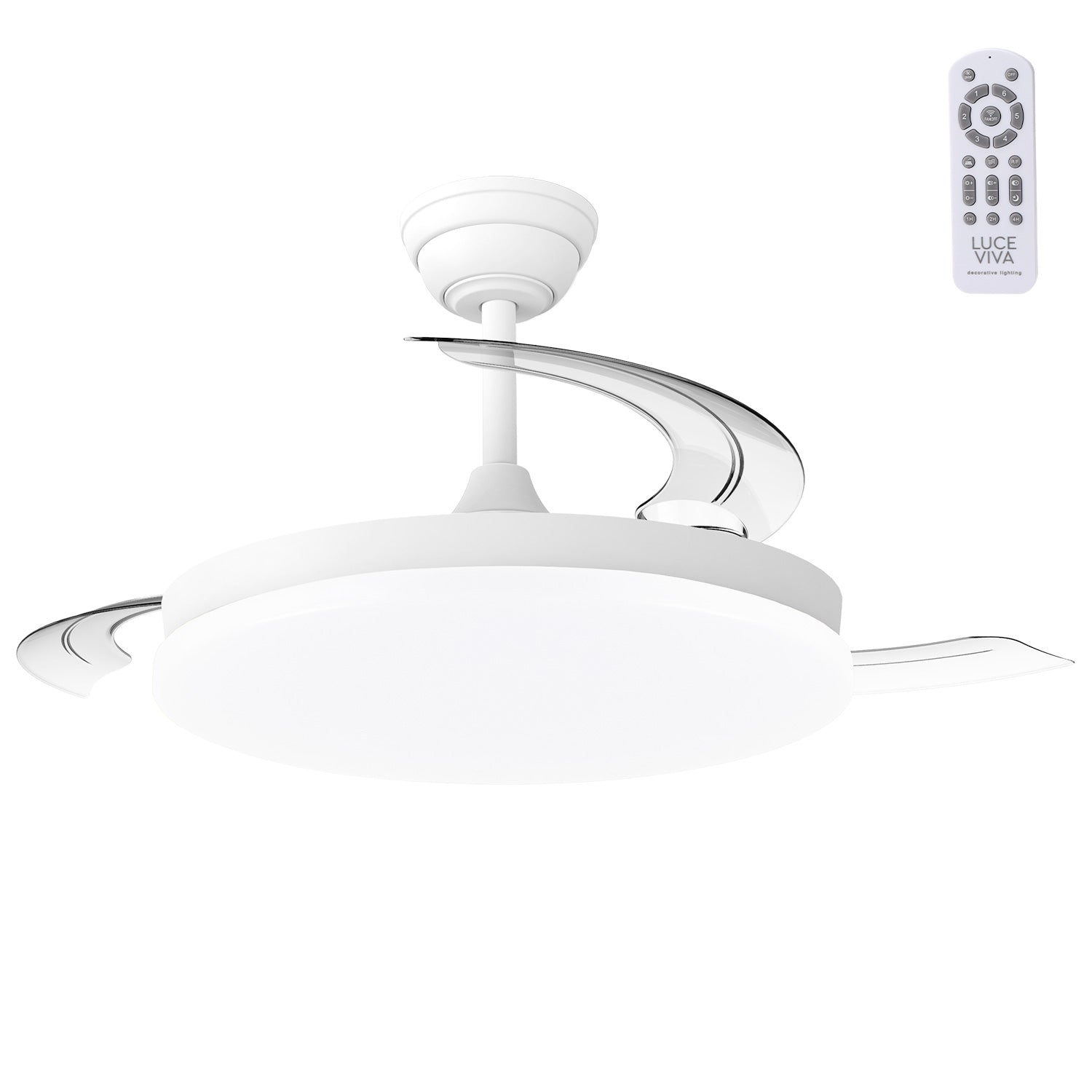 Ventilador DC "Marele· Función Verano-Invierno 48W Blanco 3 Aspas 5040lm 3500-4000-6500k Remoto y Temporizador
