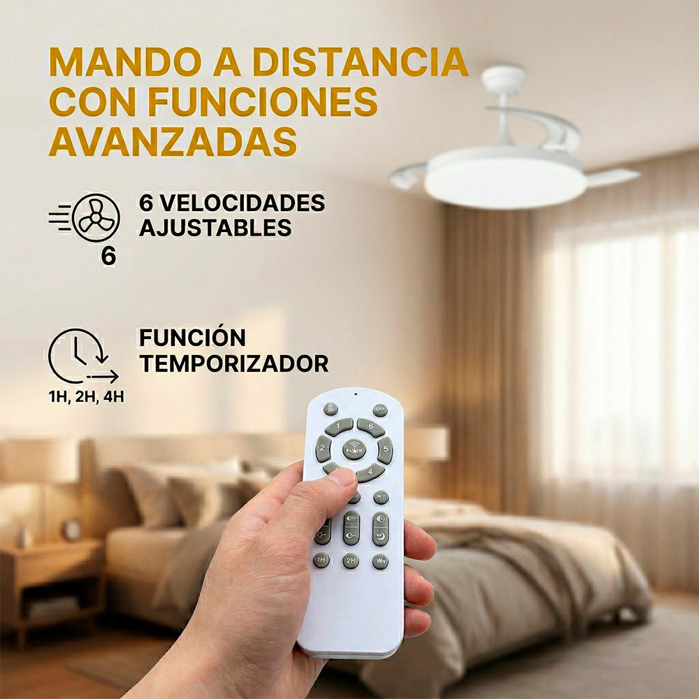 Ventilador DC "Marele· Función Verano-Invierno 48W Blanco 3 Aspas 5040lm 3500-4000-6500k Remoto y Temporizador - Imagen 5