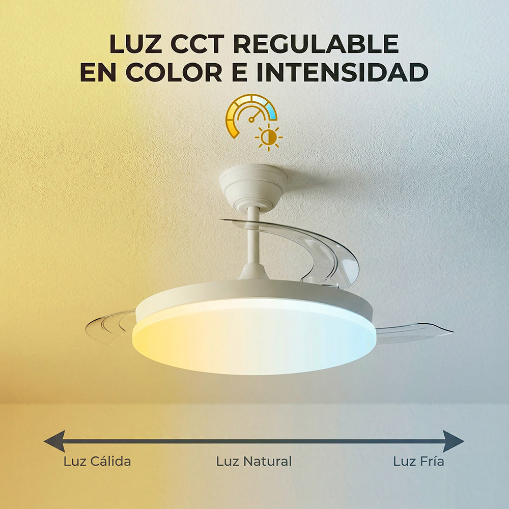Ventilador DC "Marele· Función Verano-Invierno 48W Blanco 3 Aspas 5040lm 3500-4000-6500k Remoto y Temporizador - Imagen 6