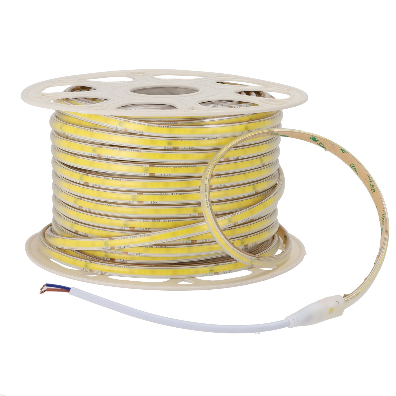 Tira de Leds COB Autorectificada 220VAC 10W/m IP65 - 50 Metros Cinta 3M Blanco Cálido 3000K - Imagen 3