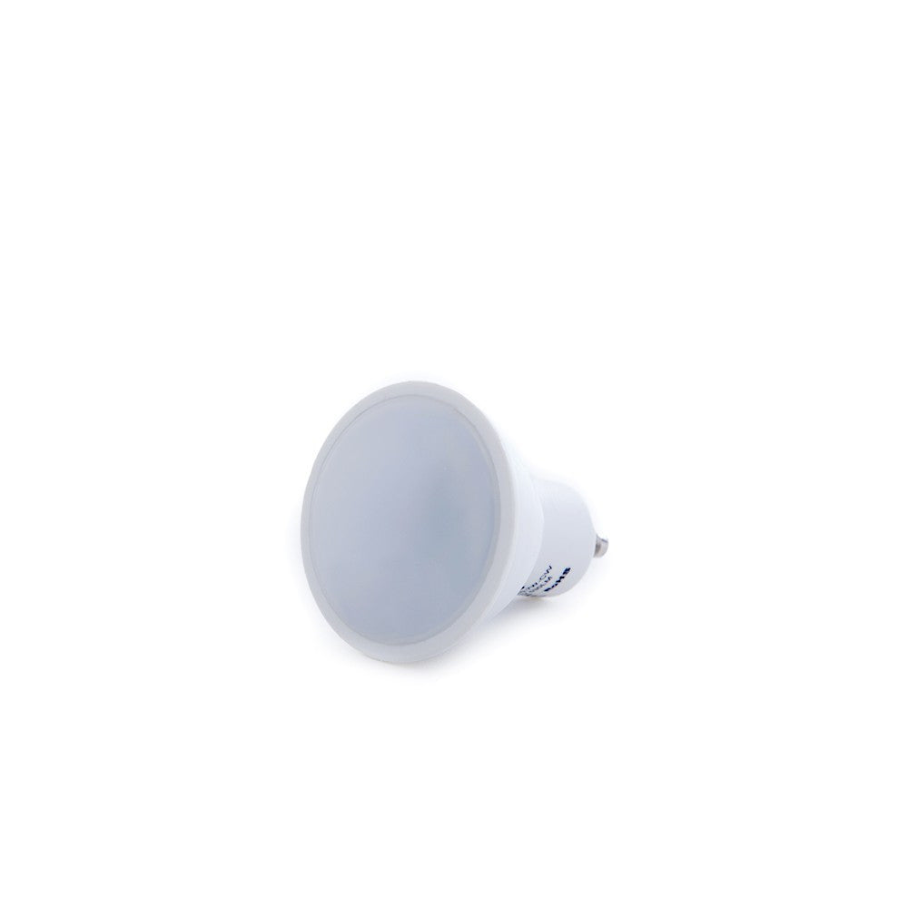 Pack de 5 Bombillas LED GU10 6W 700Lm 6000ºK 40.000H - Aro Downlight Redondo Inclinable "Vepa" Acero 90mm - Blanco - Imagen 4
