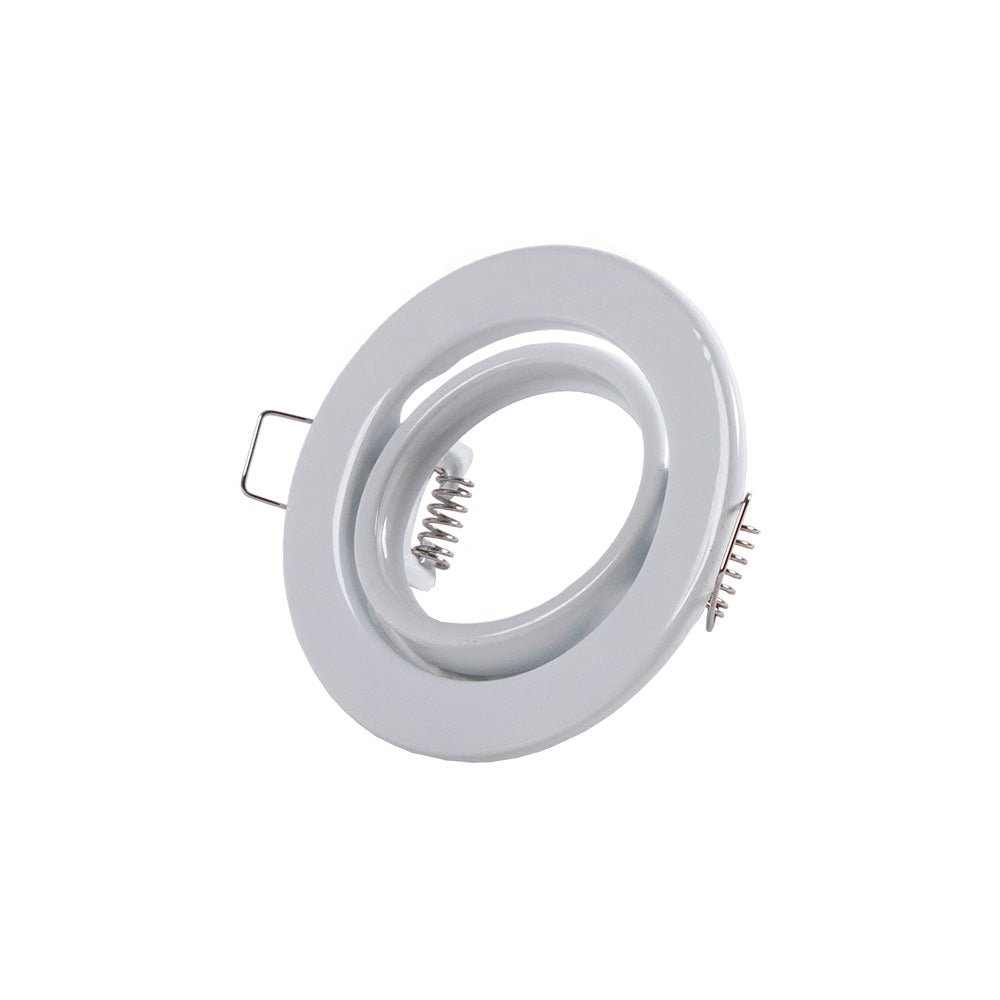 Pack de 5 Bombillas LED GU10 6W 700Lm 6000ºK 40.000H - Aro Downlight Redondo Inclinable "Vepa" Acero 90mm - Blanco - Imagen 5