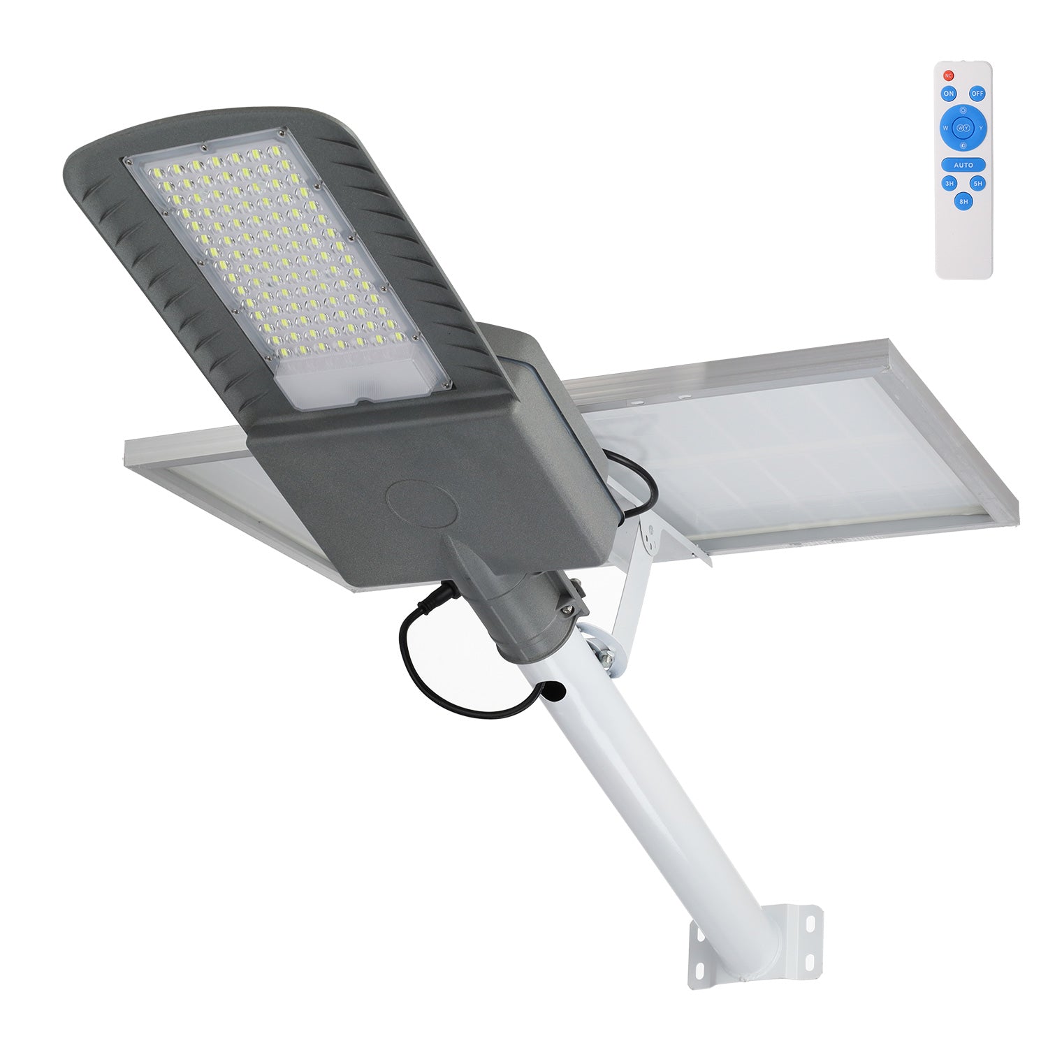 Farola LED Solar 200W 5000K Panel 6V 30W Batería 28Ah Sensor Crepuscular /Control Remoto