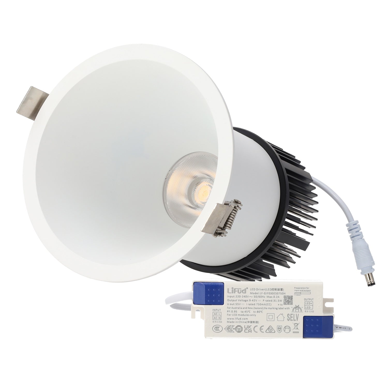 Downlight Empotrable LED 15W 90Lm/W CRI>95 4000ºK Driver Lifud 50.000H Blanco Natural
