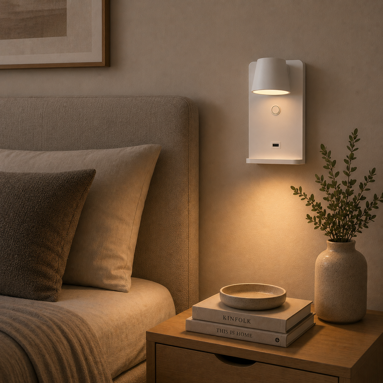 Aplique de pared para lectura con puerto USB "Lumo"6W Base carga inalámbrica