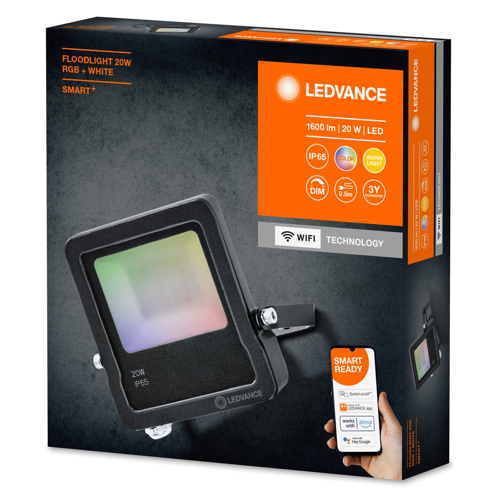Proyector LED Ledvance "Smart" de 20 W, 1600 lúmenes, 3000 K, 100º, IP65, regulable. - Imagen 2