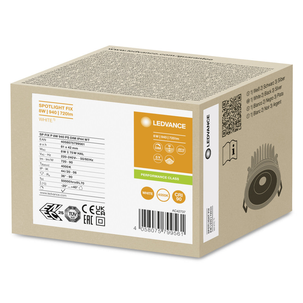 Foco LED LEDVANCE 8W 720Lm 4000K 36º IP44/IP20 Regulable - Imagen 2
