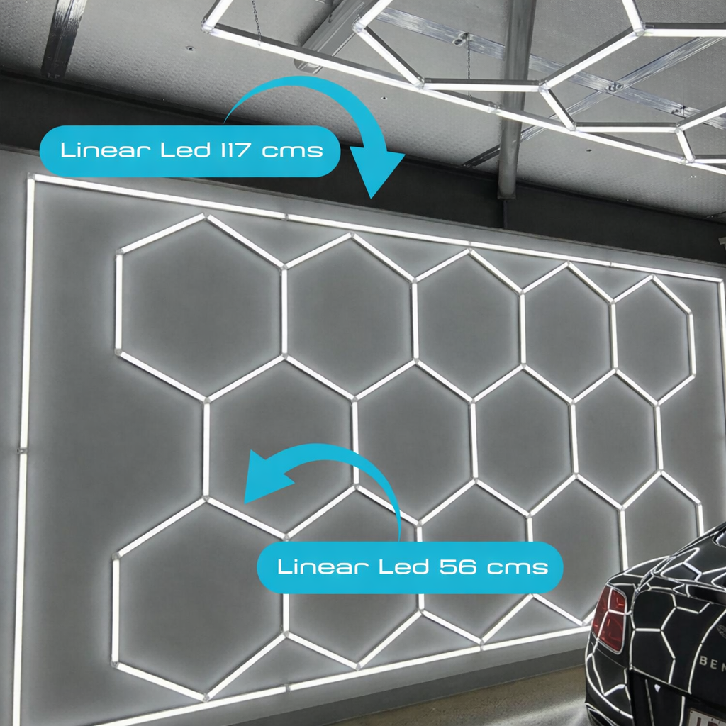 Lámpara LED hexagonal - 6000K - 14 hexágonos 56cm + Rectángulo 500cm - Imagen 3