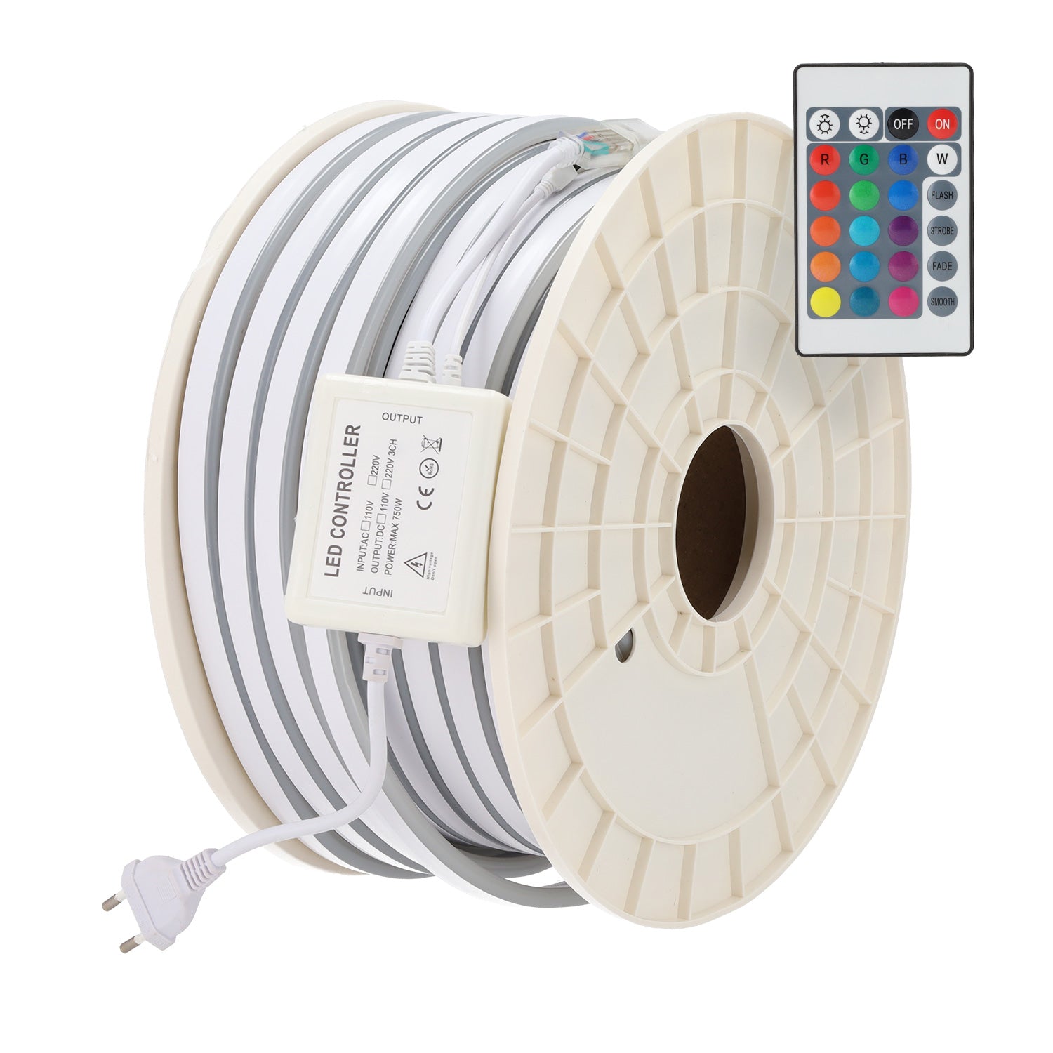 Tira Flexible LED 12W/M 230VAC 80LEDs/M SMD3535 22Lm/LED IP65 50 Metros RGB