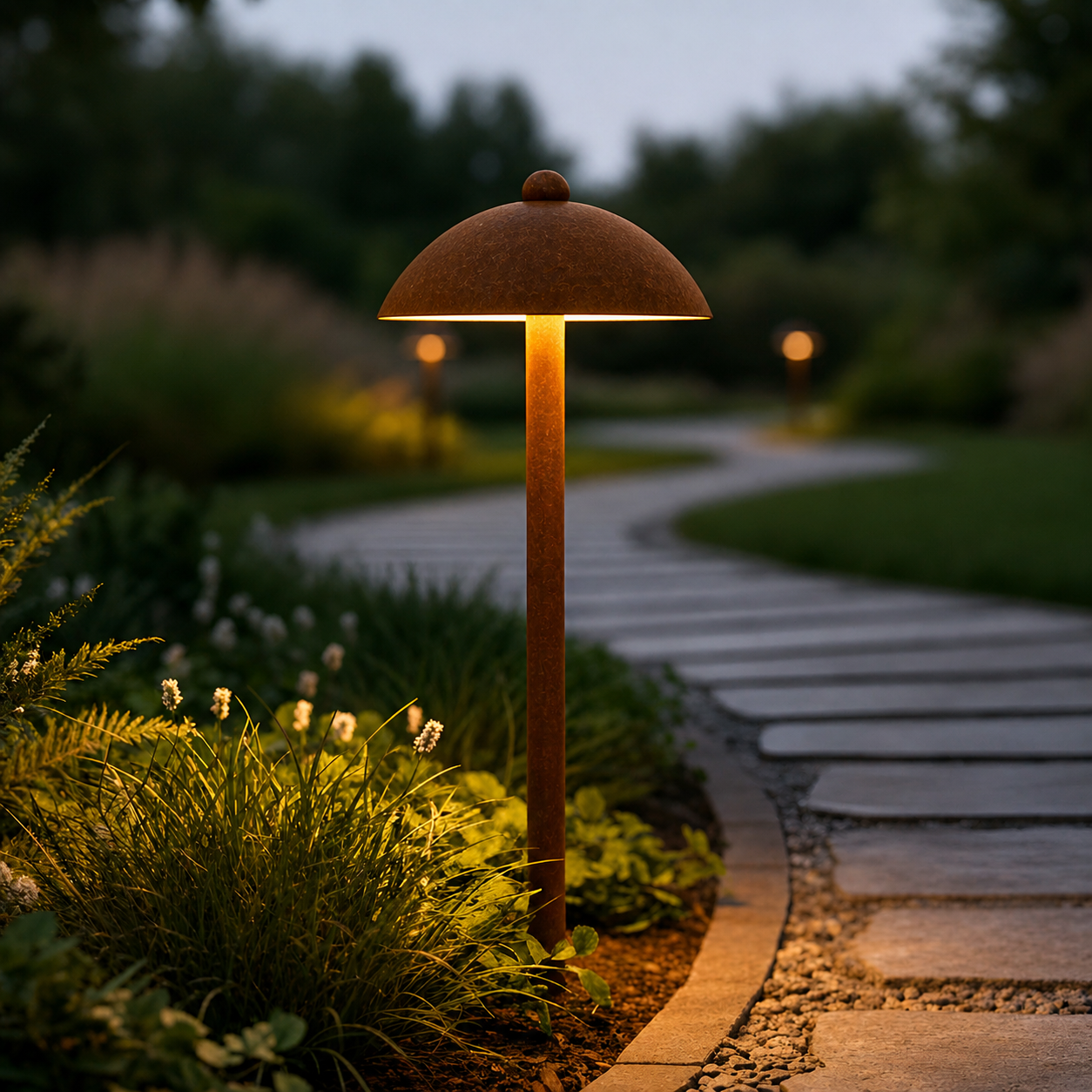 Baliza LED Exterior "Sarh" 70Cm 7W 220VAC 3000ºK Marron Oxido