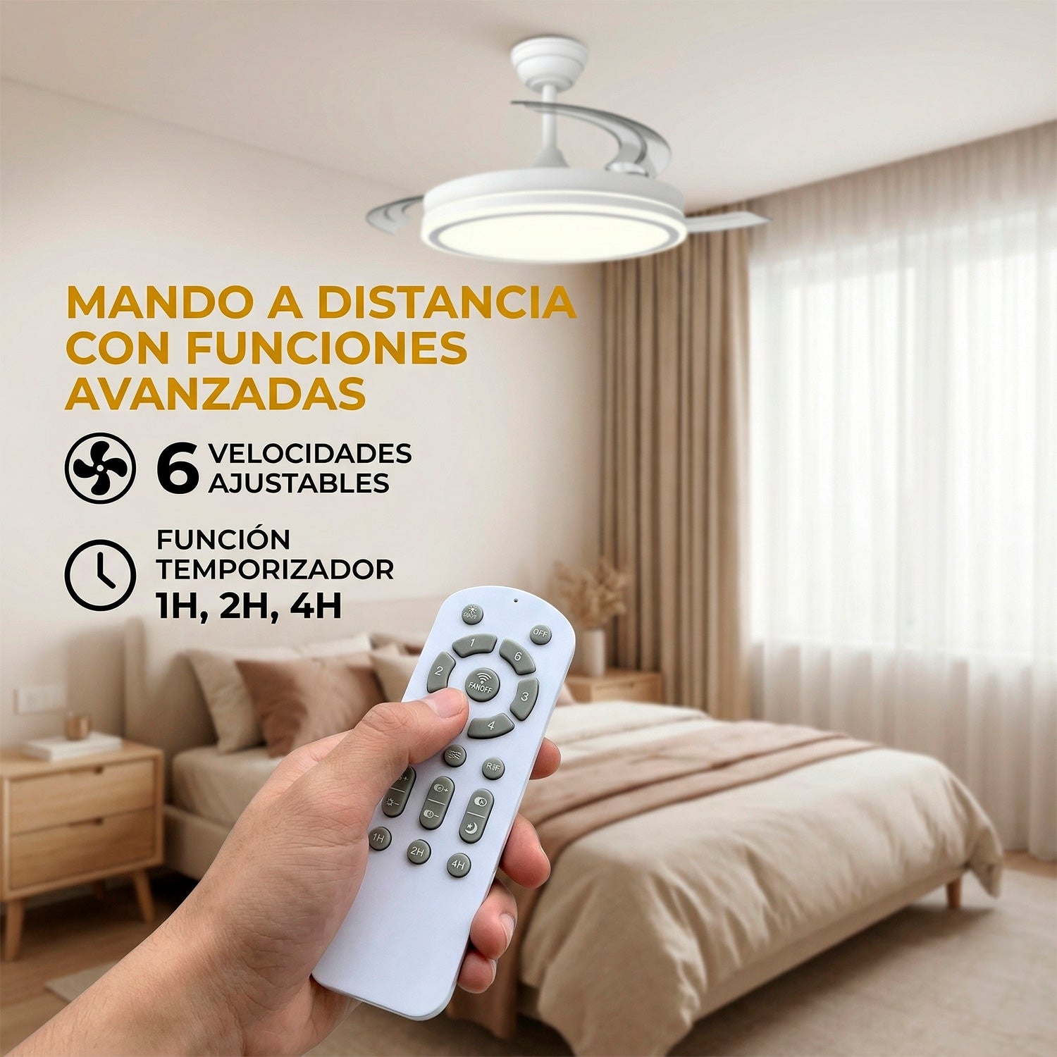 Ventilador Dc Blanco Función Verano-Invierno 44w 4900lm 3500-4000-6500k - Imagen 4