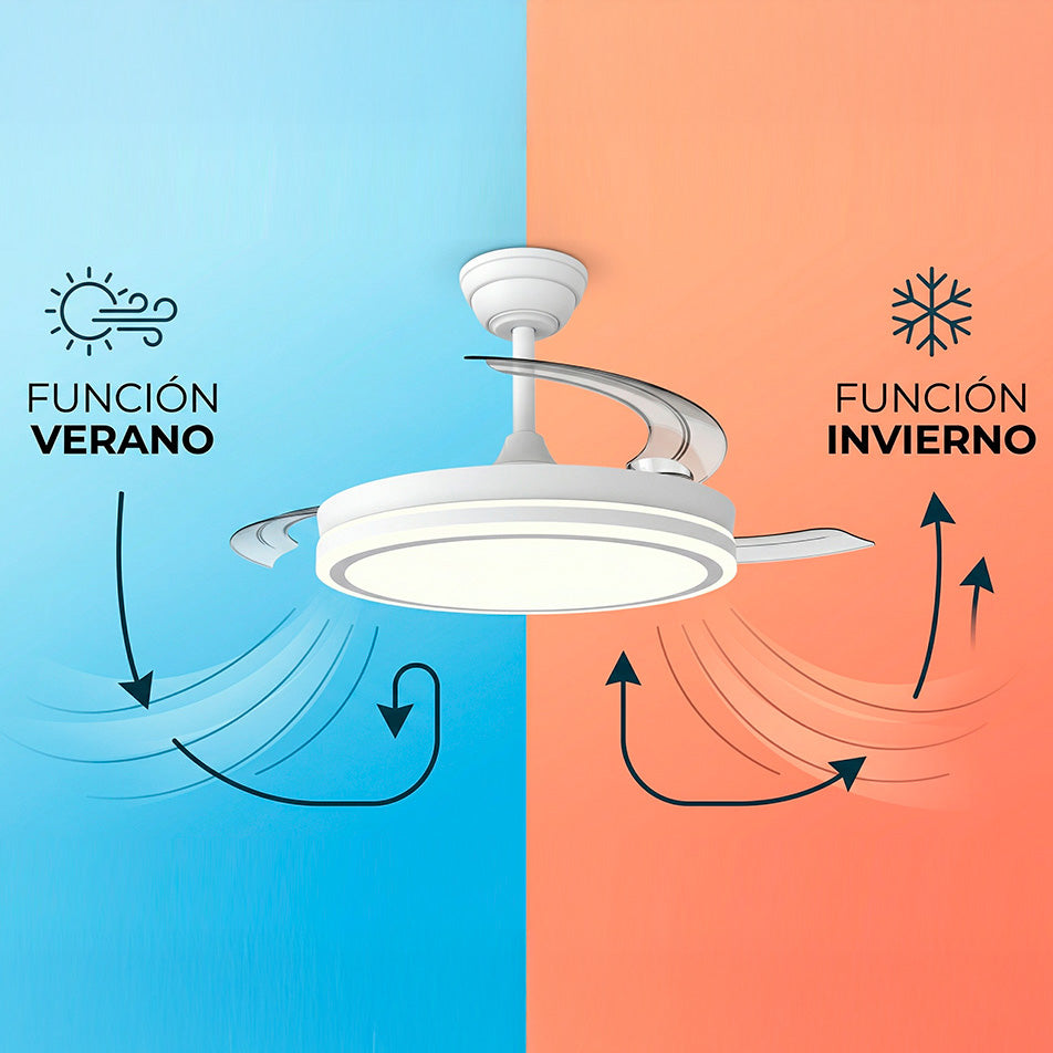 Ventilador DC"Martina" Función Verano-Invierno 48W Blanco 3 Aspas 5040lm 3500-4000-6500k Remoto y Temporizador - Imagen 8