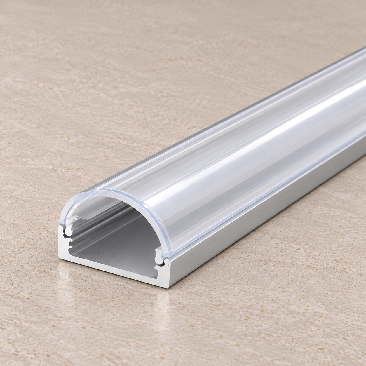 Perfíl Aluminio para Tira LED Difusor Transparente LLE-ALP001-RL x 2M